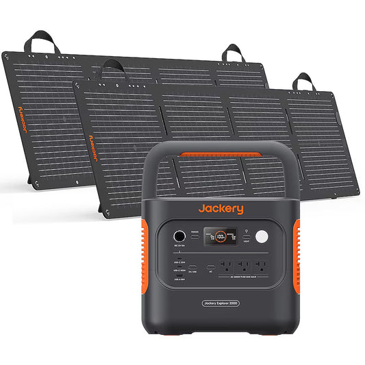 Jackery Explorer 2000 v2 2042Wh 2200 Watts Portable Power Station with 2 Solar Panels Included