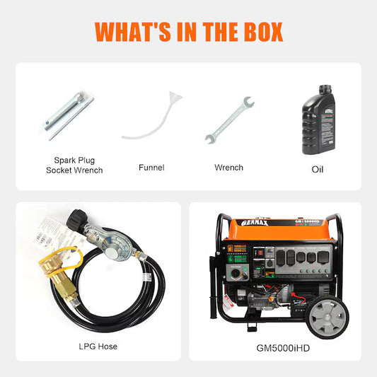 GENMAX GM12000ED Dual Fuel Portable Generator 12000 Starting Watts 9000 Running Watts Electric Start Gas Propane