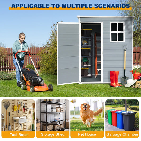 5 × 3 ft Resin Outdoor Storage Shed – Gray