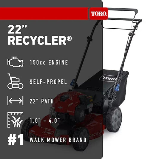 Toro 22 Inch Recycler Personal Pace All Wheel Drive Lawn Mower 163cc Briggs Stratton 725 EXi
