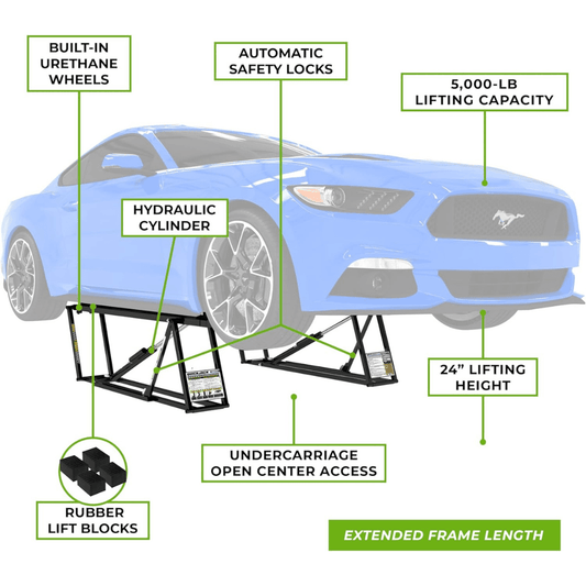 QuickJack 5000TLX Portable Car Lift 5000 lb Capacity Extended Length Hydraulic Vehicle Lift