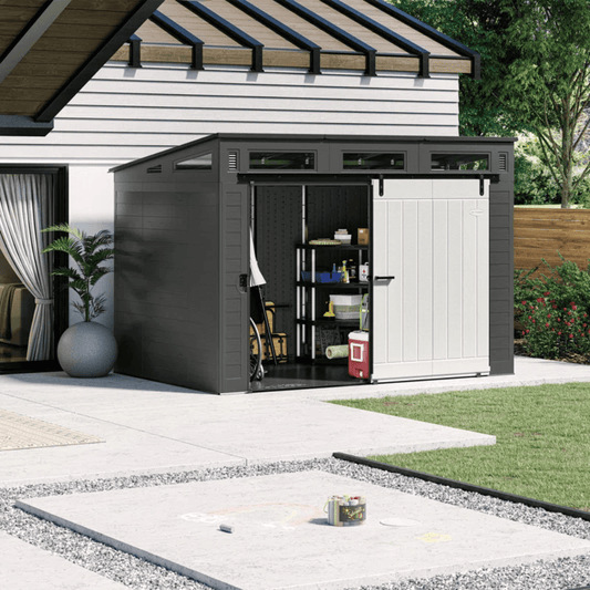 Modernist 10 ft. x 7 ft. Barn Door Storage Shed Suncast