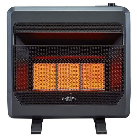 Bluegrass Living Natural Gas Vent Free Infrared Gas Space Heater With Blower and Base Feet – 30,000 BTU, T-Stat Control – Model# B30TNIR-BB