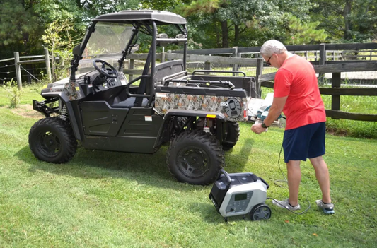 Yard Force Portable Power Station 2400-Watt Continuous 4800-Watt Peak, Bluetooth speaker, WIFI connection, Wireless Charging, RV 30A plug, LED light