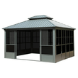 12′ x 14′ Hardtop Aluminum Gazebo with Galvanized Steel Roof & Sliding Doors