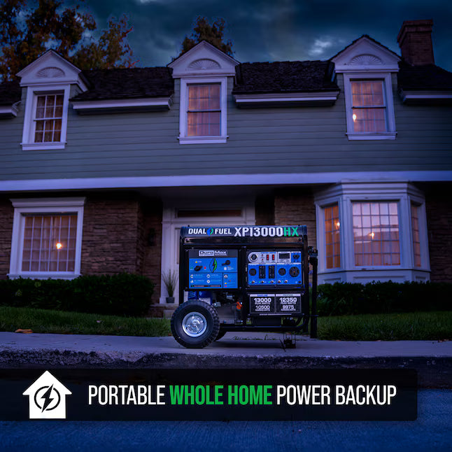 DuroMax XP13000HX Dual Fuel Generator 13000 Starting Watts 10500 Running Watts Electric Start Gas Propane Portable Generator