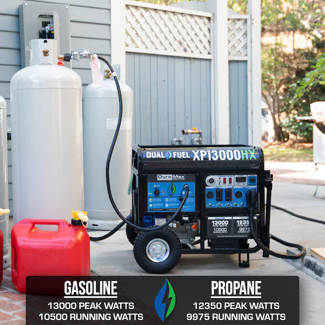 DuroMax XP13000HX Dual Fuel Generator 13000 Starting Watts 10500 Running Watts Electric Start Gas Propane Portable Generator