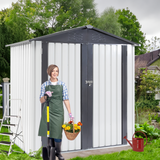 XWT014 Metal Garden Storage Shed – Gray/White