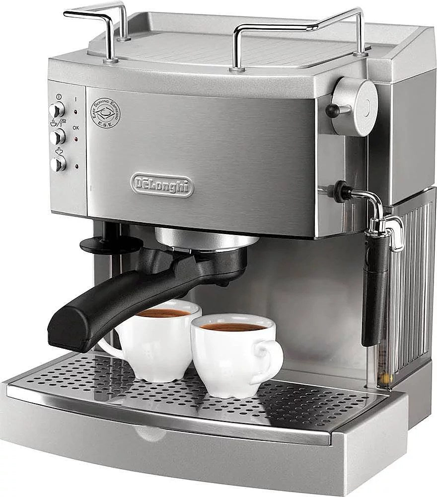 De’Longhi – Espresso Machine with 15 bars of pressure, Milk Frother and removable water tank – Stainless Steel