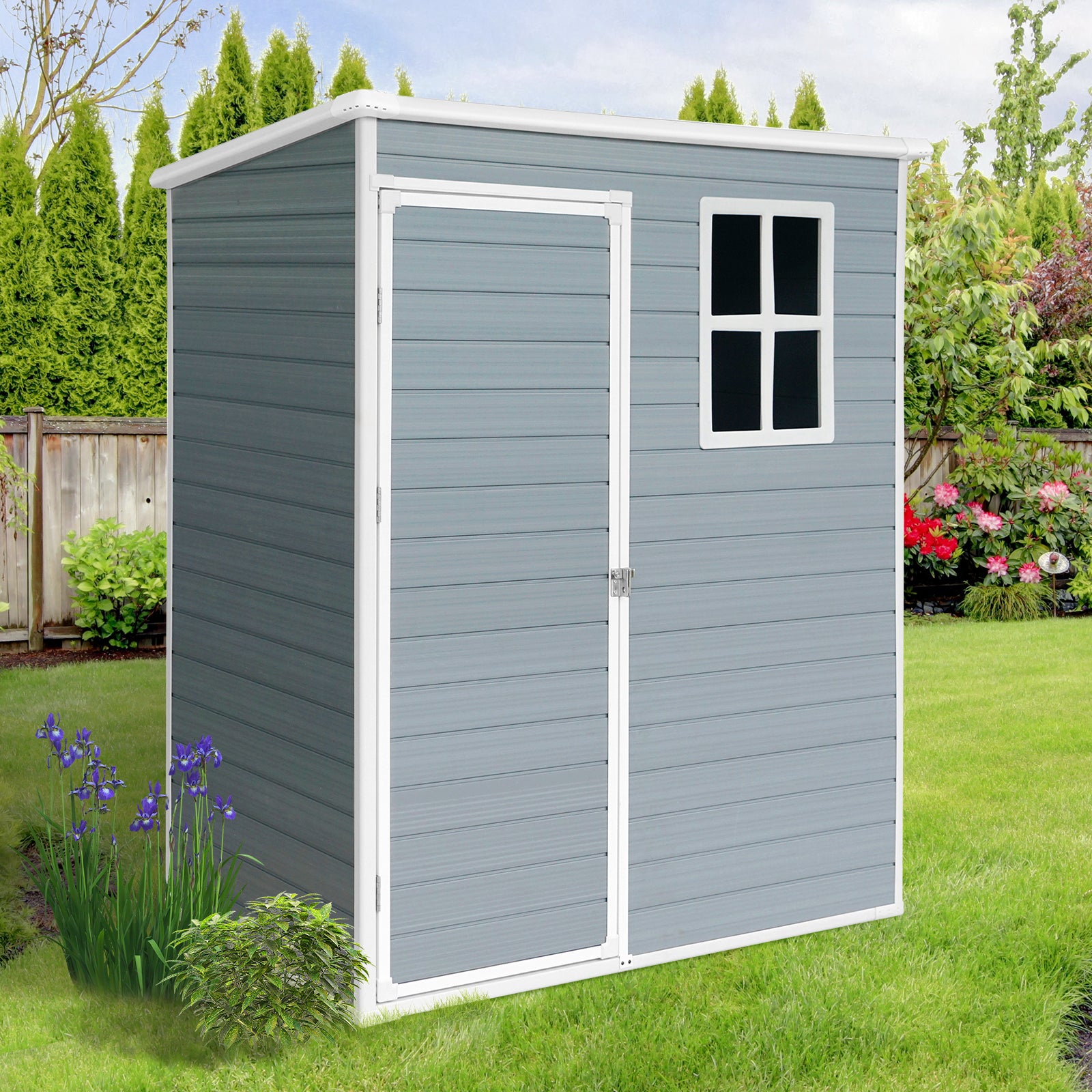 5 × 3 ft Resin Outdoor Storage Shed – Gray