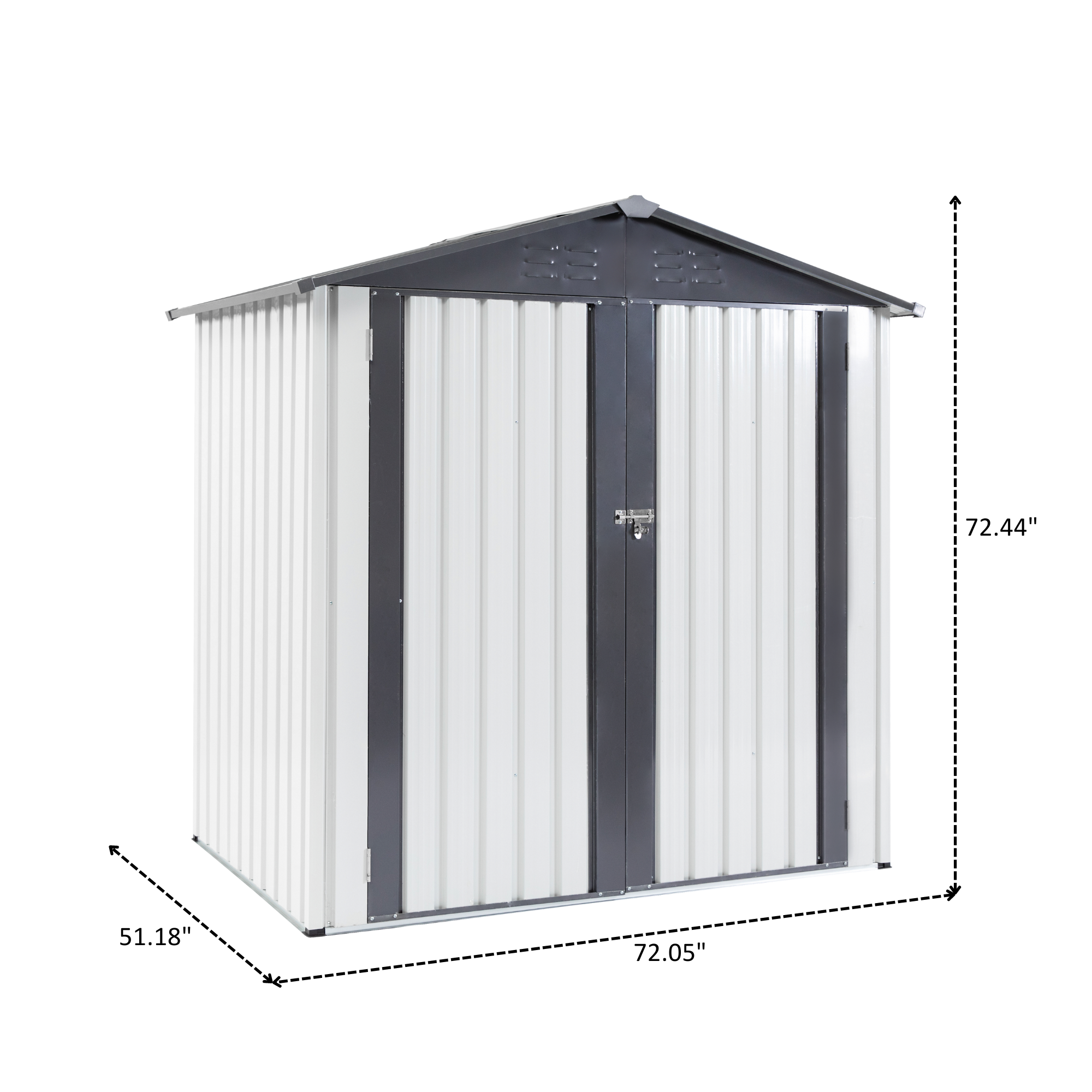 XWT014 Metal Garden Storage Shed – Gray/White