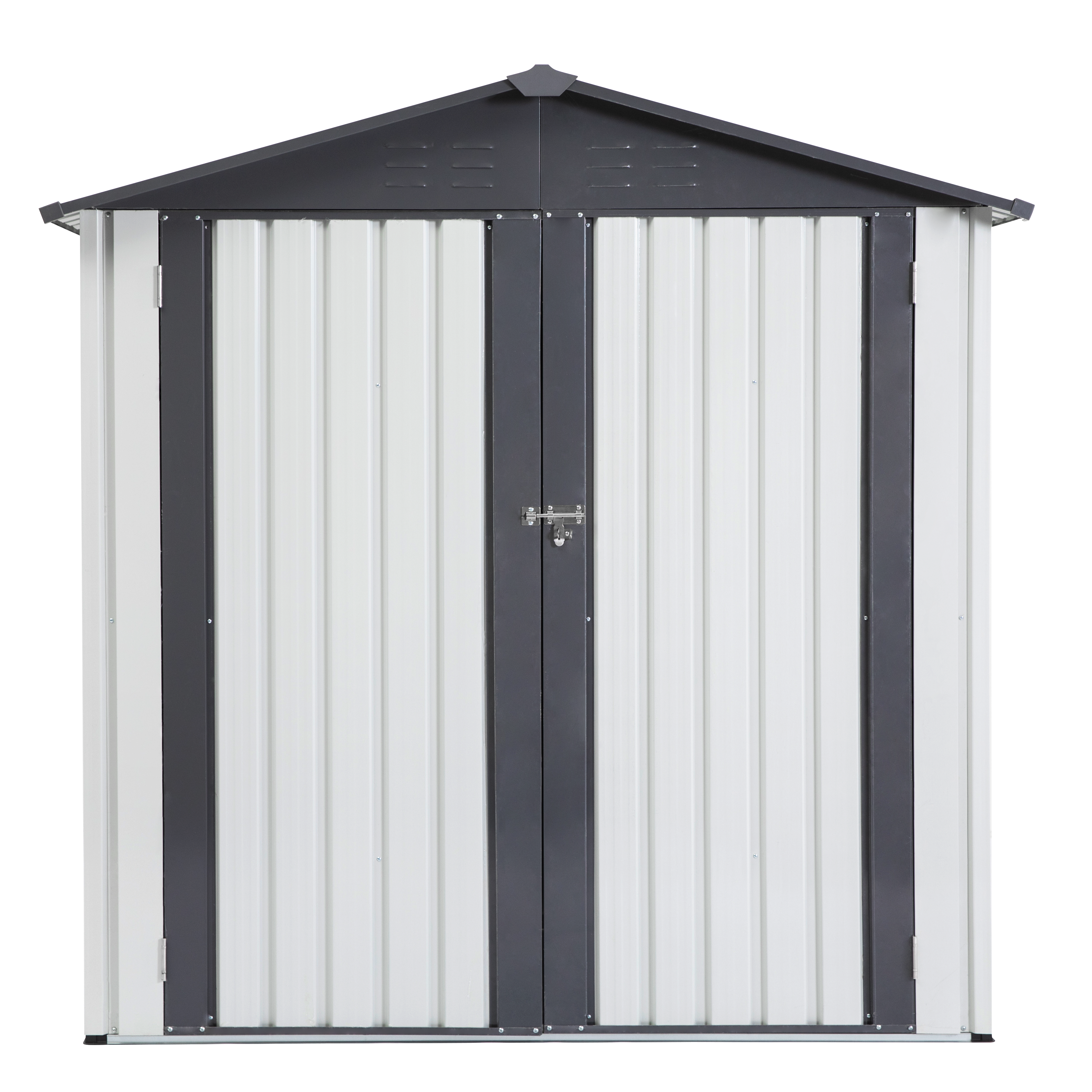 XWT014 Metal Garden Storage Shed – Gray/White
