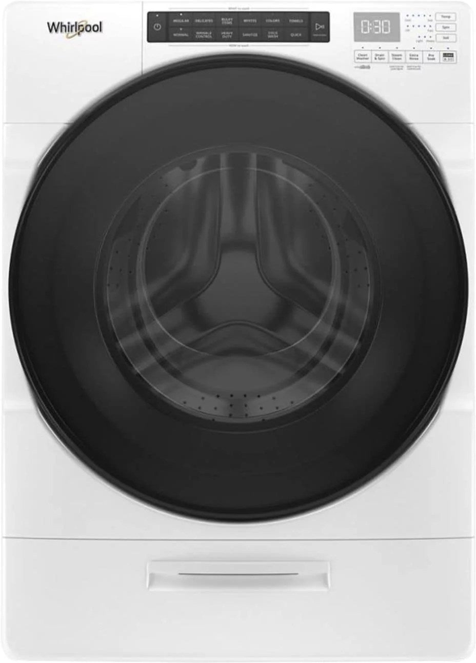 Whirlpool – 4.5 Cu. Ft. High Efficiency Stackable Front Load Washer with Steam and Load &amp; Go XL Dispenser – White