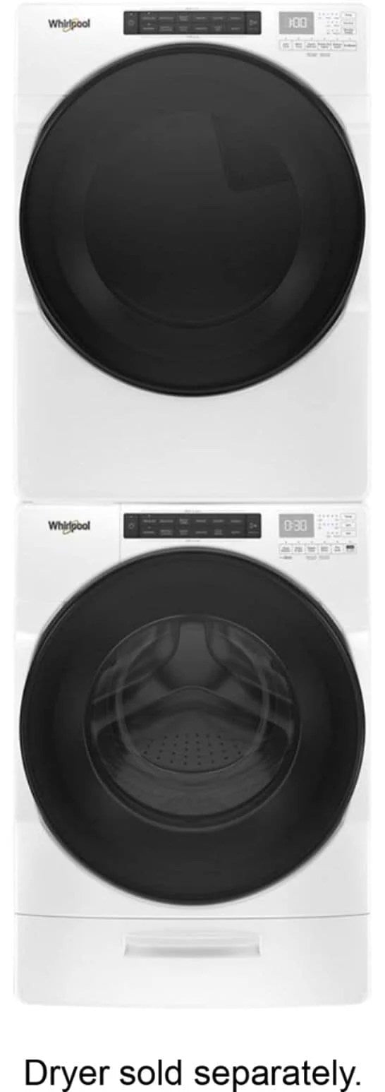 Whirlpool – 4.5 Cu. Ft. High Efficiency Stackable Front Load Washer with Steam and Load &amp; Go XL Dispenser – White