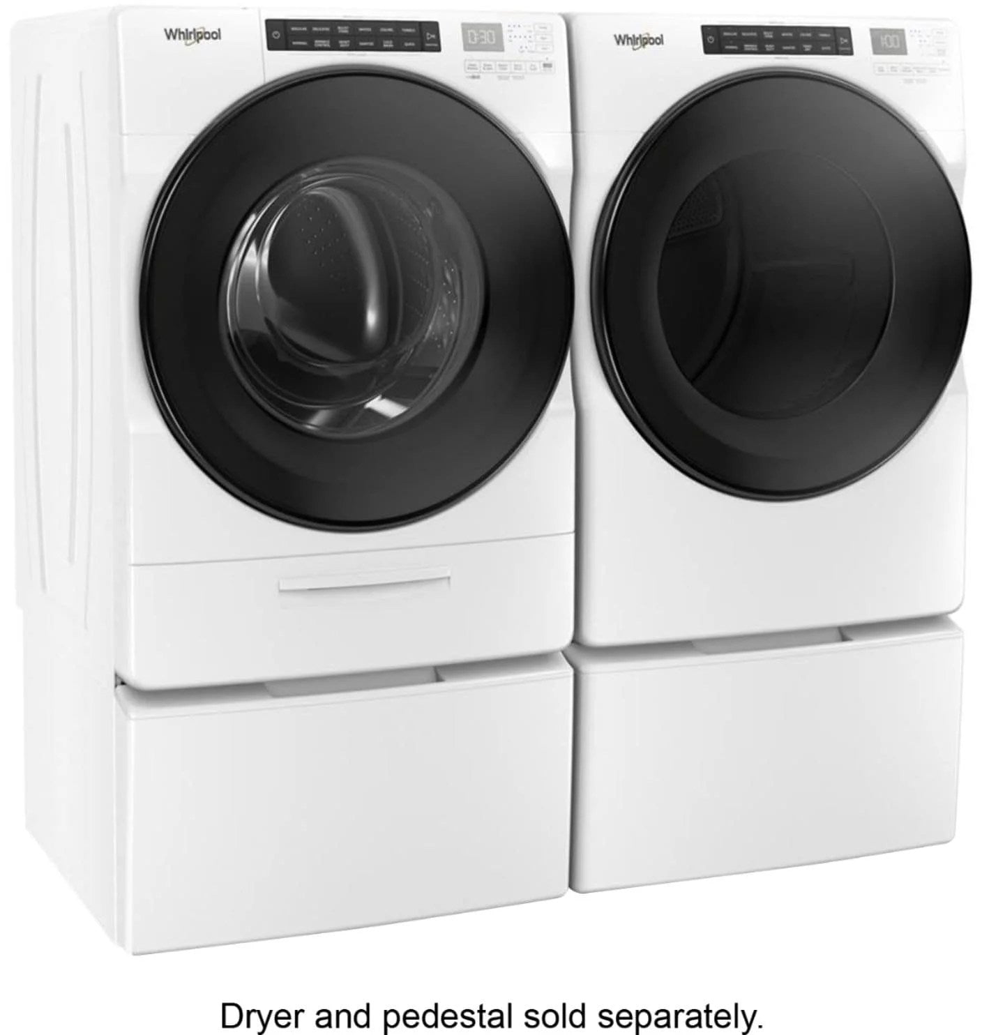 Whirlpool – 4.5 Cu. Ft. High Efficiency Stackable Front Load Washer with Steam and Load &amp; Go XL Dispenser – White