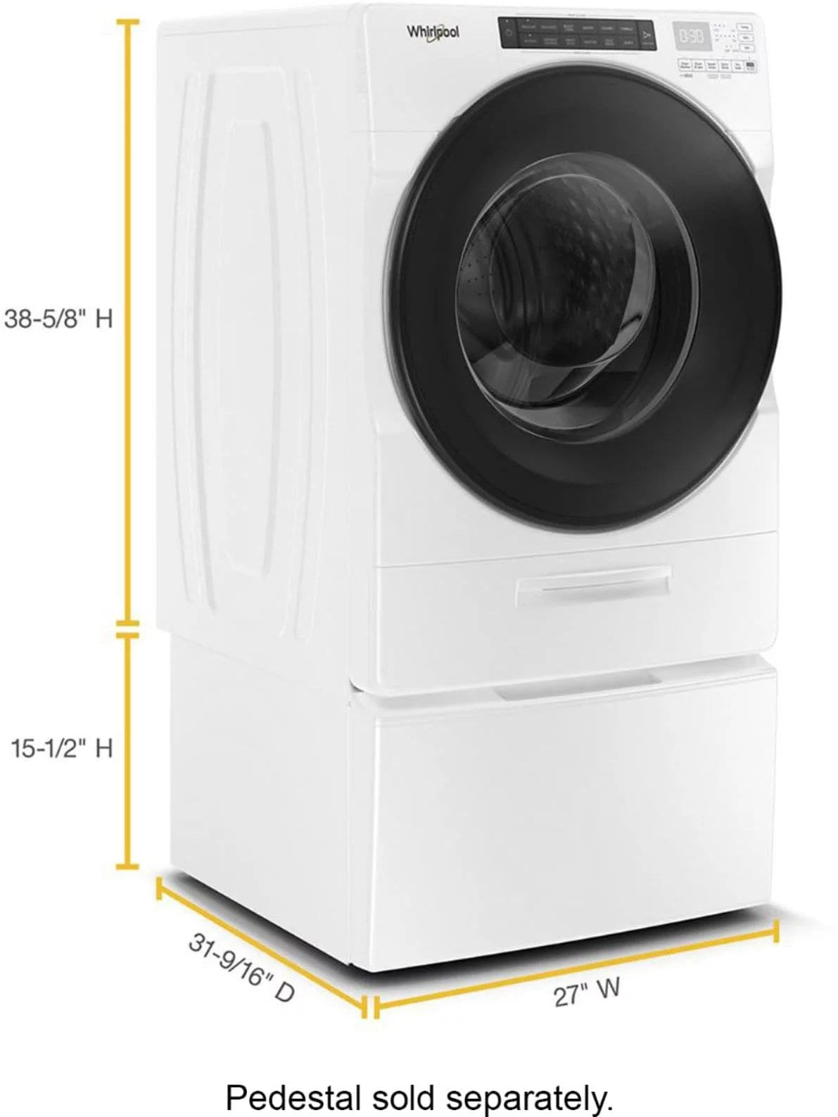 Whirlpool – 4.5 Cu. Ft. High Efficiency Stackable Front Load Washer with Steam and Load &amp; Go XL Dispenser – White