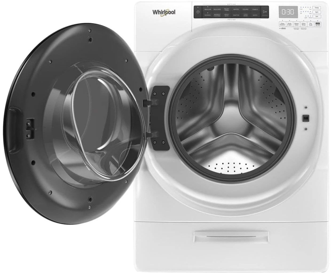 Whirlpool – 4.5 Cu. Ft. High Efficiency Stackable Front Load Washer with Steam and Load &amp; Go XL Dispenser – White