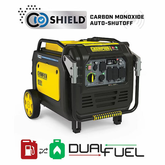 Champion Power Equipment CO Shield Electric Start Quiet Technology Dual Fuel Inverter Generator 8500 Starting Watts 7000 Running Watts Gas Propane Portable Generator