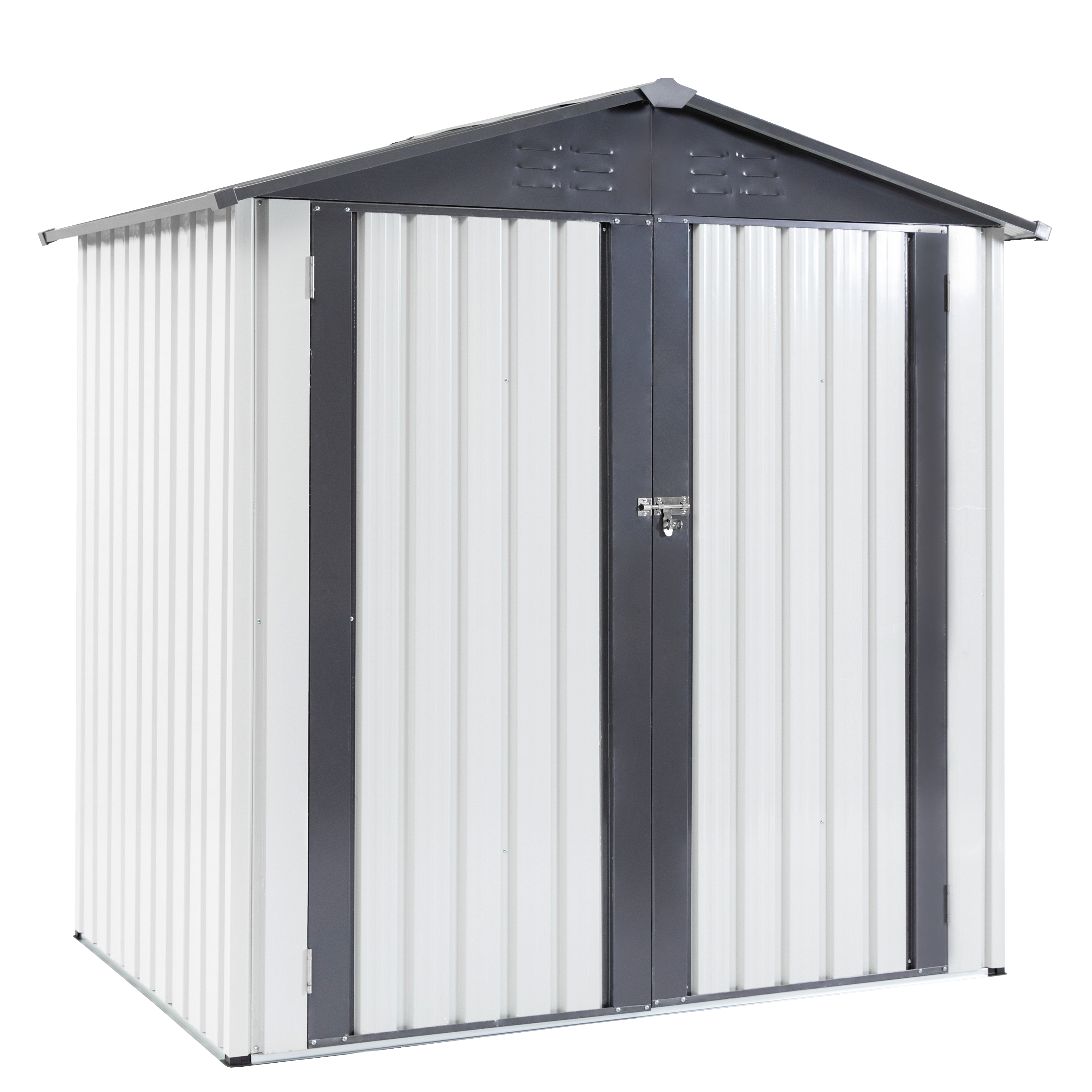 XWT014 Metal Garden Storage Shed – Gray/White