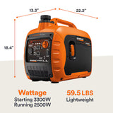 Generac GP3300i Portable Inverter Generator 3300 Starting 2500 Running Watt Gas Powered COsense TruePower