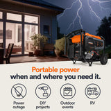 Generac GP8000E Portable Generator 10000 Starting 8000 Running Watt Electric Start COsense Gas Generator