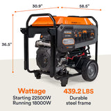Generac GP18000EFI 22500 Starting 18000 Running Watt Gas Portable Generator Electric Start COsense EFI