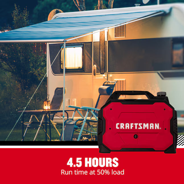 CRAFTSMAN 3300i Portable Inverter Generator 3300 Starting Watts 2500 Running Watts Gasoline Quiet Portable Generator CO Detection