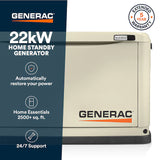 Generac Guardian 22kW Home Standby Generator Dual Fuel WiFi 200 Amp Automatic Transfer Switch Included
