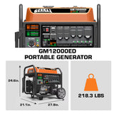 GENMAX GM12000ED Dual Fuel Portable Generator 12000 Starting Watts 9000 Running Watts Electric Start Gas Propane