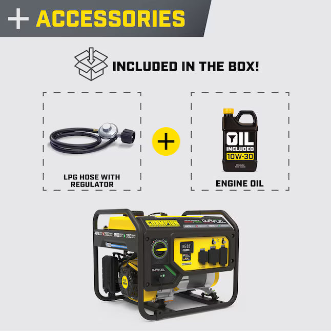 Champion 4375 Watt Dual Fuel Portable Generator Gas Propane CO Shield RV Ready 3500 Running Watts