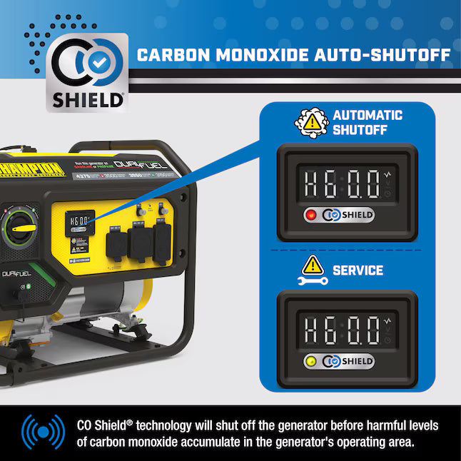 Champion 4375 Watt Dual Fuel Portable Generator Gas Propane CO Shield RV Ready 3500 Running Watts
