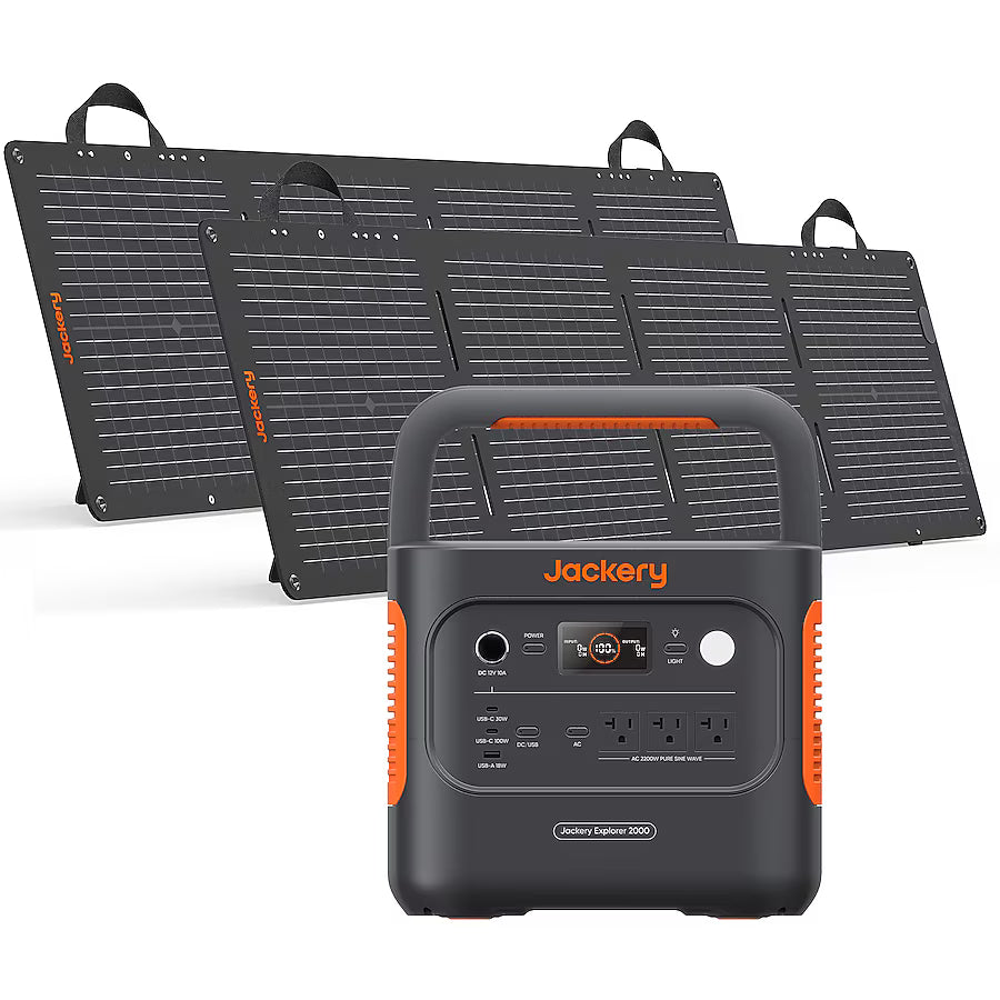 Jackery Explorer 2000 v2 2042Wh 2200 Watts Portable Power Station with 2 Solar Panels Included