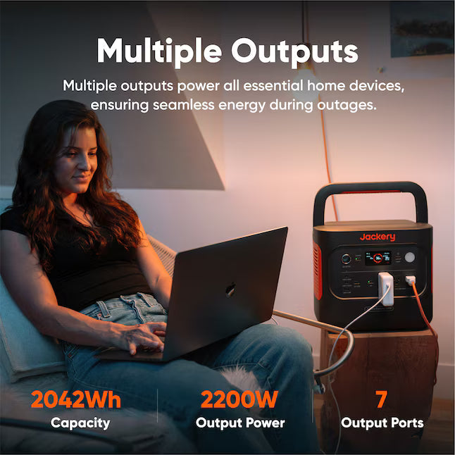 Jackery Explorer 2000 v2 2042Wh 2200 Watts Portable Power Station with 2 Solar Panels Included