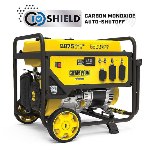 Champion Power Equipment CO Shield Portable Generator 6875 Starting Watts 5500 Running Watts Gasoline Portable Generator