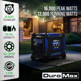 DuroMax XP16000iHT Tri Fuel Inverter Generator 16000 Starting Watts 13000 Running Watts Remote Start Gas Propane Natural Gas Portable Generator