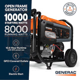 Generac GP8000E Portable Generator 10000 Starting 8000 Running Watt Electric Start COsense Gas Generator