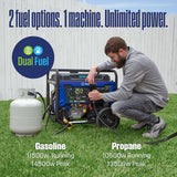 Westinghouse WGen11500DFc Dual Fuel Portable Generator 14500W Remote Start Gas Propane CO Sensor
