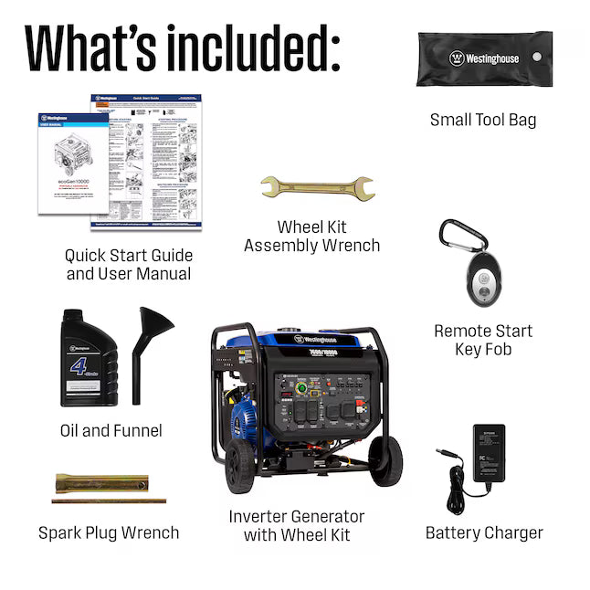 Westinghouse ecoGen10000 Portable Inverter Generator 10000 Starting Watts 7600 Running Watts Remote Electric Start