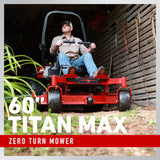 Toro Titan Max 60 Inch Zero Turn Mower 26HP Kohler Engine IronForged Deck Dual Hydrostatic Drive