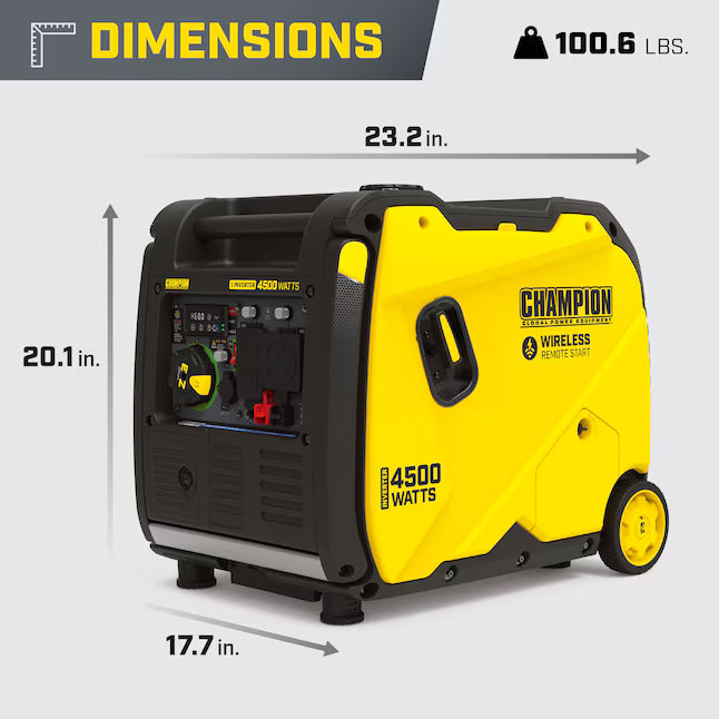 Champion 4500W Wireless Remote Start RV Ready Inverter Generator 4500 Starting / 3500 Running Watt Gasoline Portable Generator