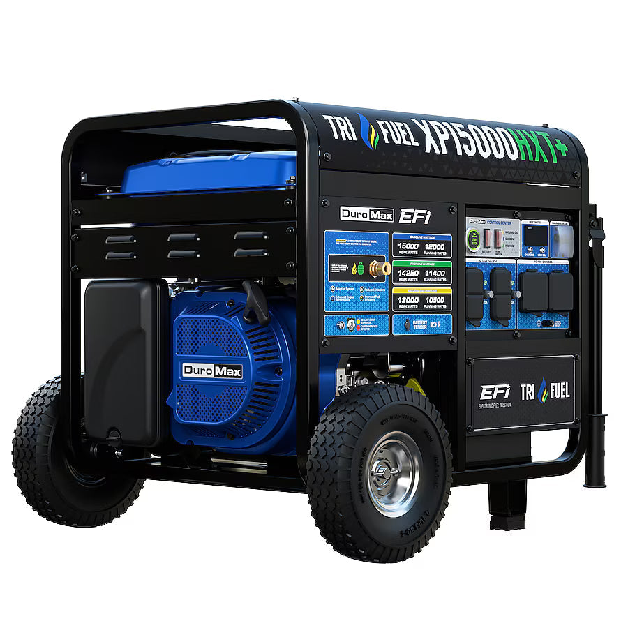 DuroMax EFI Tri Fuel Generator 15000 Starting Watts 12000 Running Watts Remote Start Gas Propane Natural Gas Portable Generator