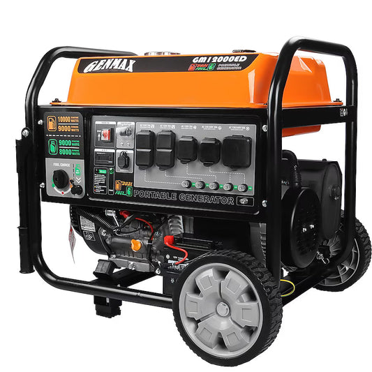GENMAX GM12000ED Dual Fuel Portable Generator 12000 Starting Watts 9000 Running Watts Electric Start Gas Propane