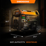 GENMAX GM12000ED Dual Fuel Portable Generator 12000 Starting Watts 9000 Running Watts Electric Start Gas Propane