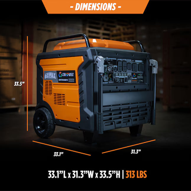 GENMAX GM17000iETC Tri Fuel Inverter Generator 17000 Starting Watts 13500 Running Watts Electric Start Gas Propane Natural Gas
