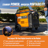 GENMAX GM17000iETC Tri Fuel Inverter Generator 17000 Starting Watts 13500 Running Watts Electric Start Gas Propane Natural Gas