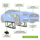 QuickJack 5000TLX Extended Portable Car Lift 5000 lb Capacity 110V Hydraulic Vehicle Lift for Long Wheelbase Cars
