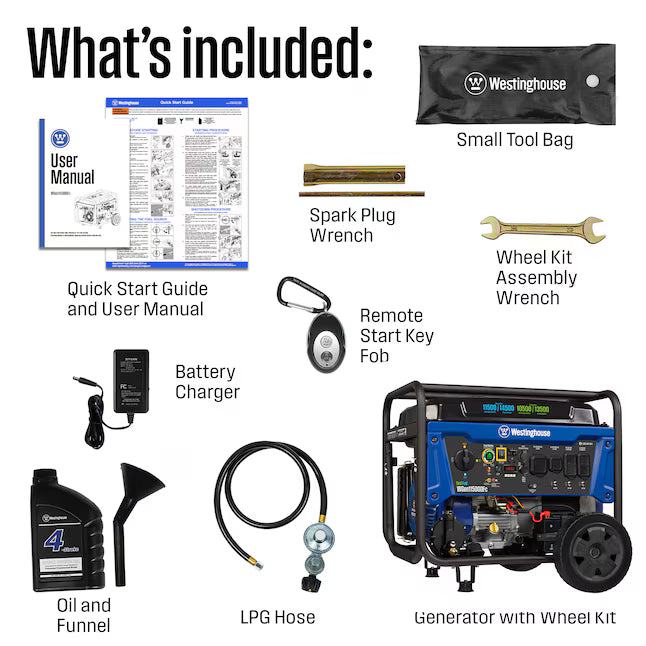 Westinghouse WGen11500DFc Dual Fuel Portable Generator 14500W Remote Start Gas Propane CO Sensor