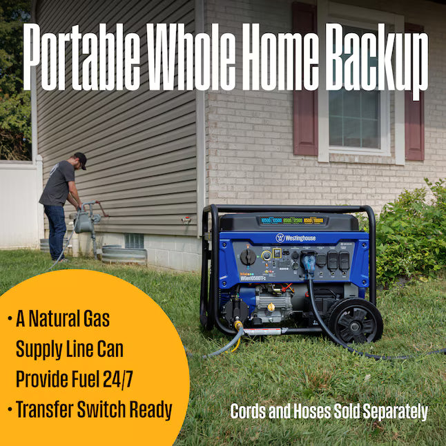 Westinghouse WGen10500TFc Tri Fuel Generator 13000 Starting 10500 Running Watt Remote Electric Start