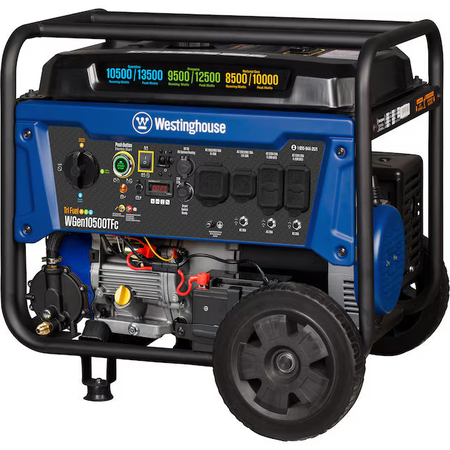 Westinghouse WGen10500TFc Tri Fuel Generator 13000 Starting 10500 Running Watt Remote Electric Start