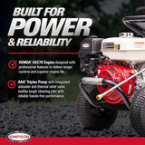 SIMPSON PowerShot 4000 PSI 3.5 GPM Gas Pressure Washer Honda GX270 Engine AAA Triplex Pump 50ft Hose 5 Spray Tips
